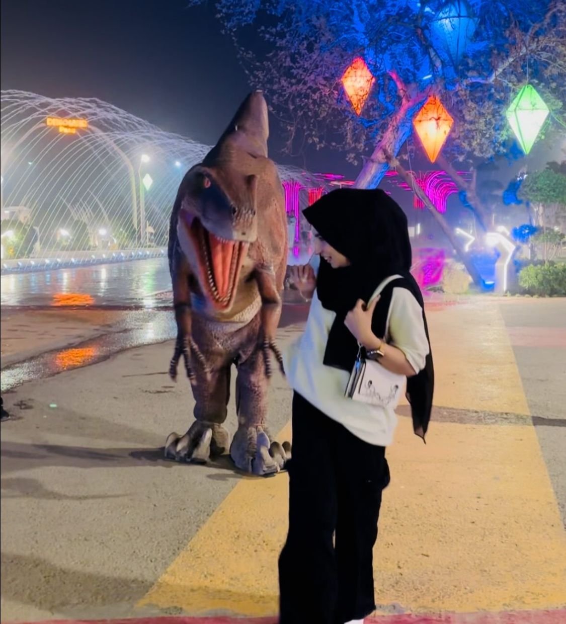 Family Interaction with Dinosaur